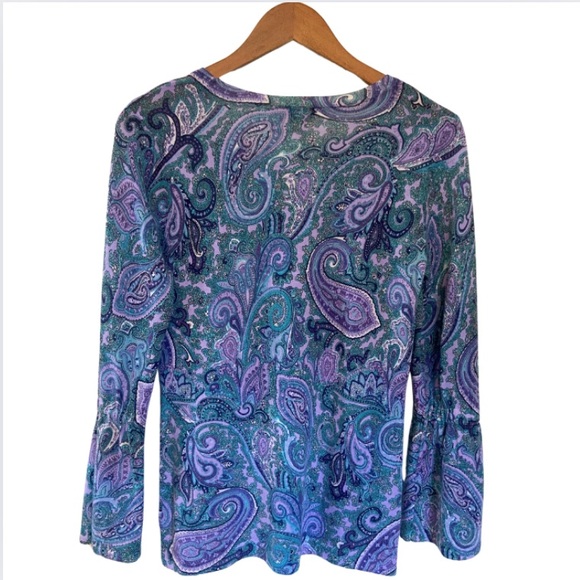 Talbots Paisley Pure Merino Wool Long Sleeve Sweater Cardigan Size Mp NWOT - Picture 3 of 7